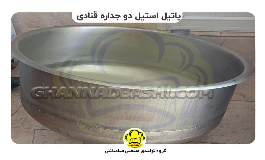 پاتیل استیل قنادی با چرخ | ابزار ضروری برای کارگاههای شیرینیپزی و نانوایی+عکس و فیلم 4 عکس پاتیل استیل دوجداره قنادی در سایزهای مختلف، ساختهشده از استیل باکیفیت برای حمل خمیر، تهیه شیرینی و دسر در کارگاههای قنادی و نانوایی؛ ابزاری کارآمد و اقتصادی برای افزایش سرعت و نظم در تولید.